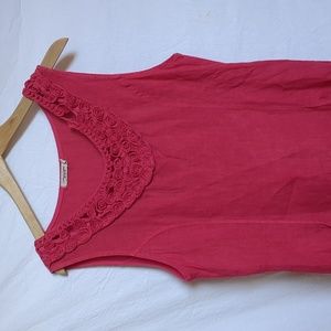 Lungo L'arno dress shift linen roses hot pink medium